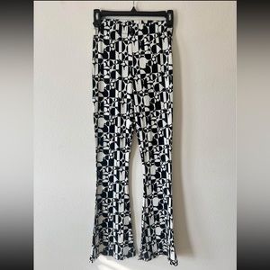 Topshop retro checkerboard flared pants in black & white